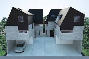 千葉県の4棟建売　戸建住宅のCGパース　（外観）建築パース